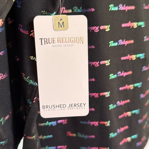 True Religion Brushed Jersey Logo Long Sleeve Top Medium New - Picture 5 of 9